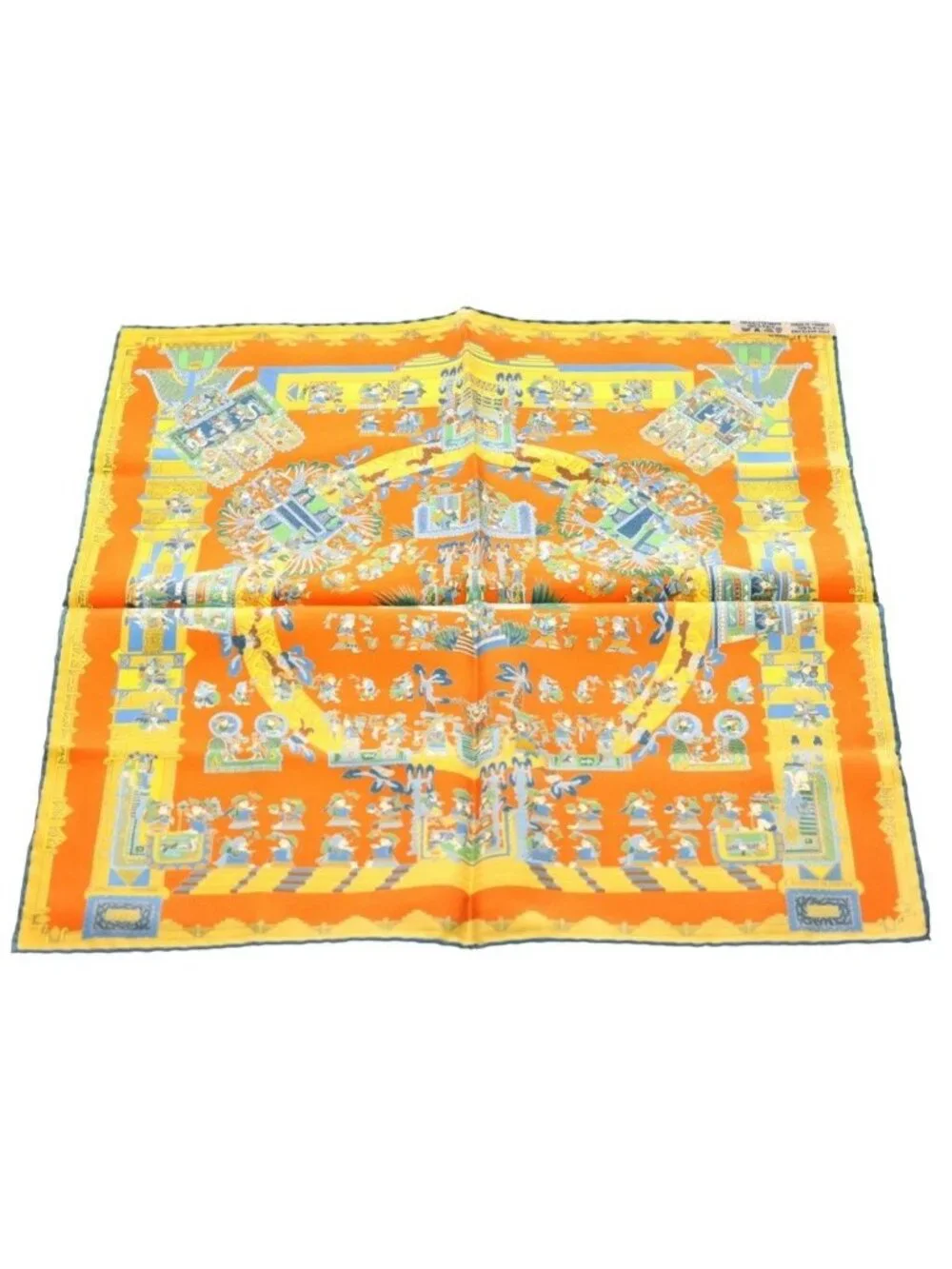 Hermes Carre 50 Celestial Bodies And Sun Silk Scarf Orange